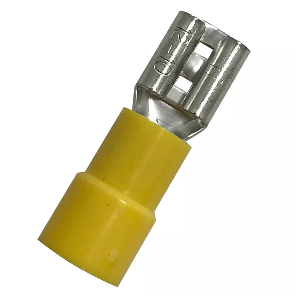 Vinyl Insulated Female Quick Disconnect Terminals - 8 AWG, 0.250" Tab - 100 Pack - Made in USA