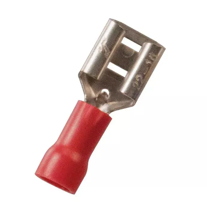 Vinyl Insulated Red Female Quick Disconnect Connector 22-18 Gauge .250 Tab - 100 to 500 Pack