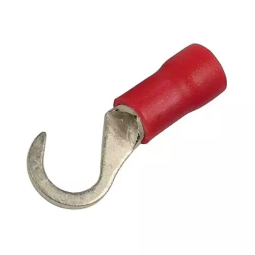 Vinyl Insulated Red Hook Terminal 22-18 Gauge #10 Stud - 100 Pack