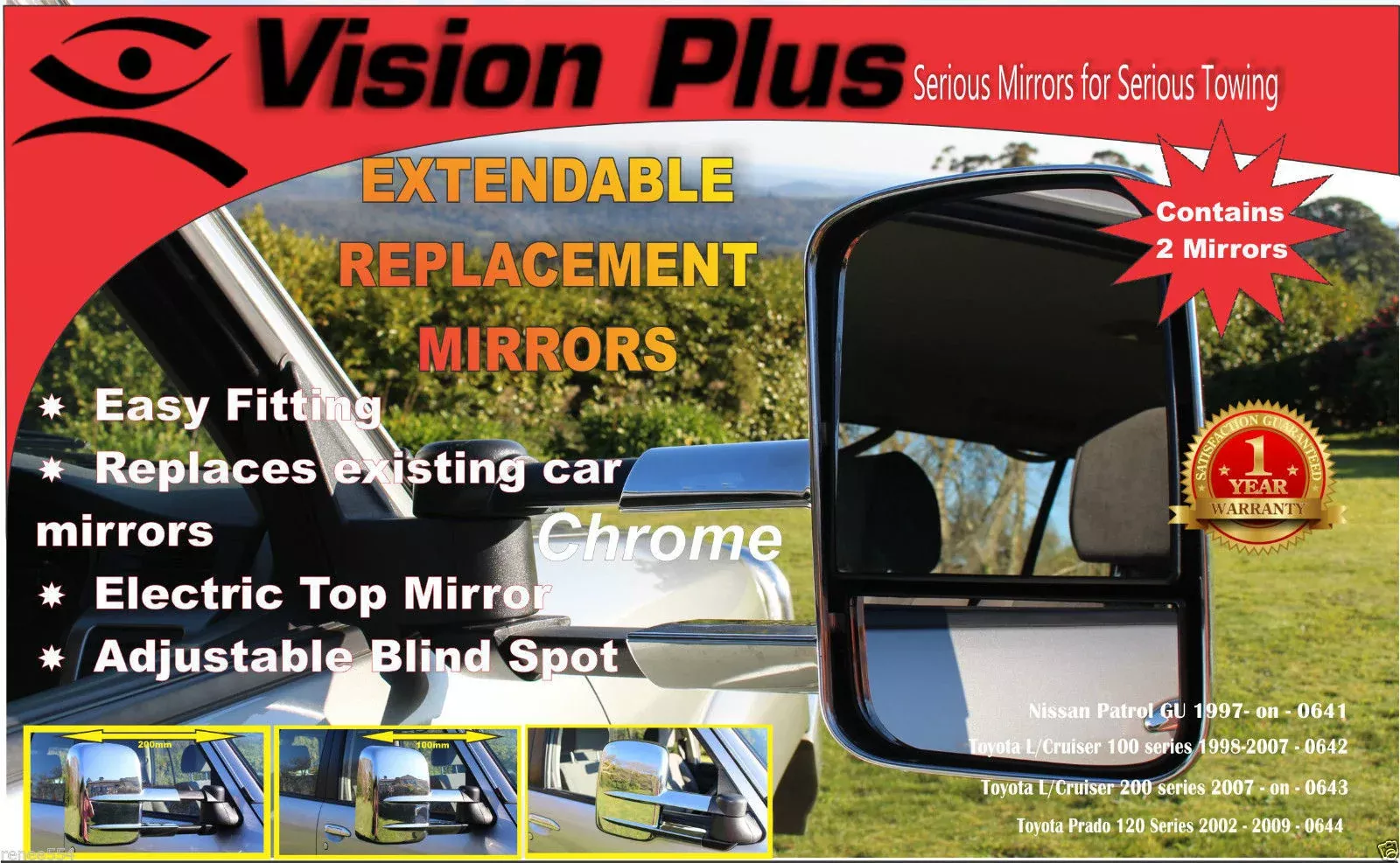 Vision Plus Mirrors Toyota Prado 150 SERIES 2009 - With Indicators