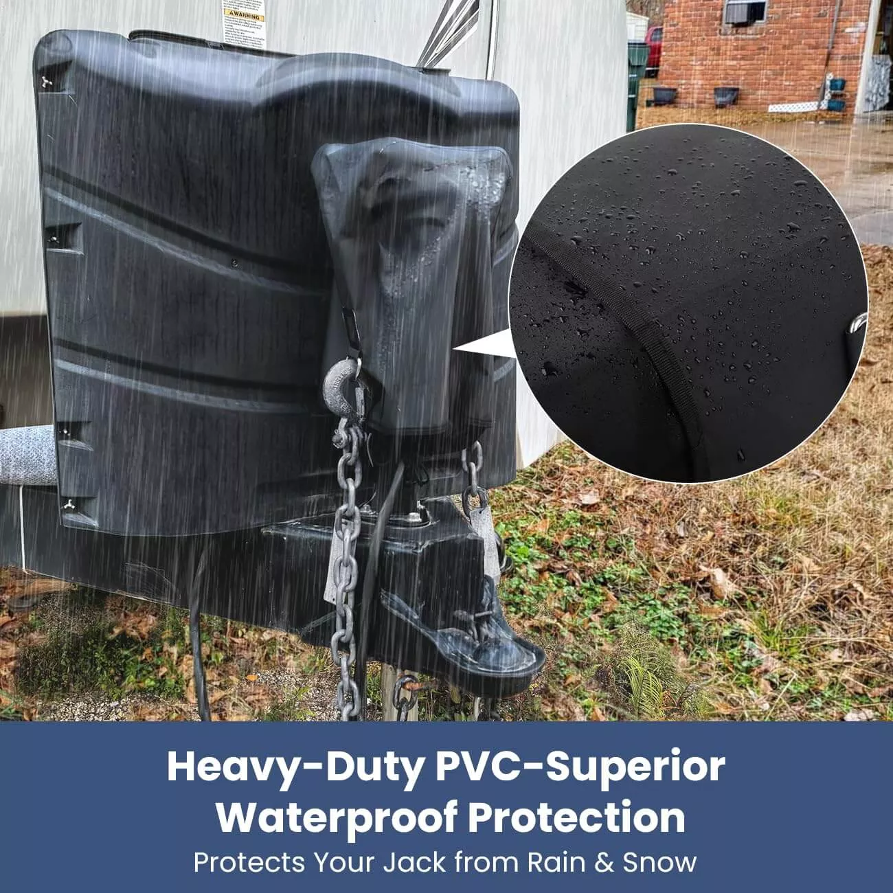 Waterproof RV Electric Tongue Jack Cover with Hooks to Keep Chains | Safoner