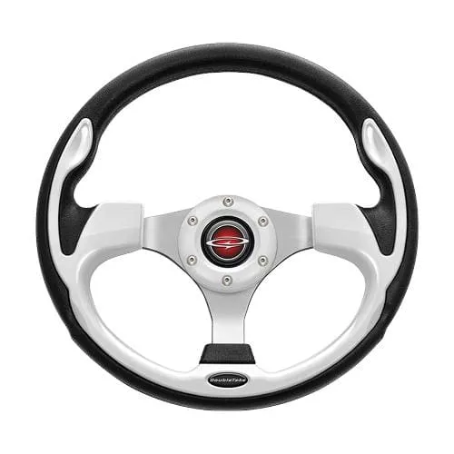 White Doubletake Pilot Golf Cart Steering Wheel and Adapter