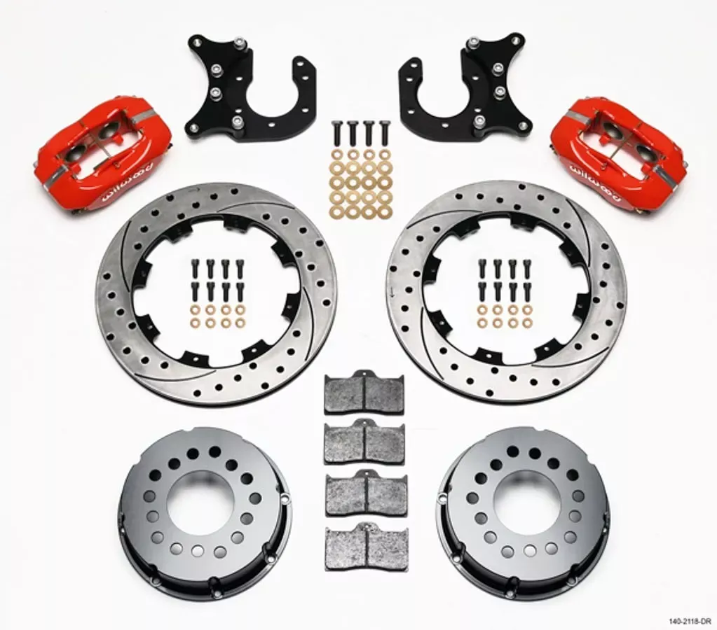 Wilwood Brakes -Wilwood Engineering 140-2118-DR Disc Brake Kit (New BigFord Drilled Red P/S Rear)