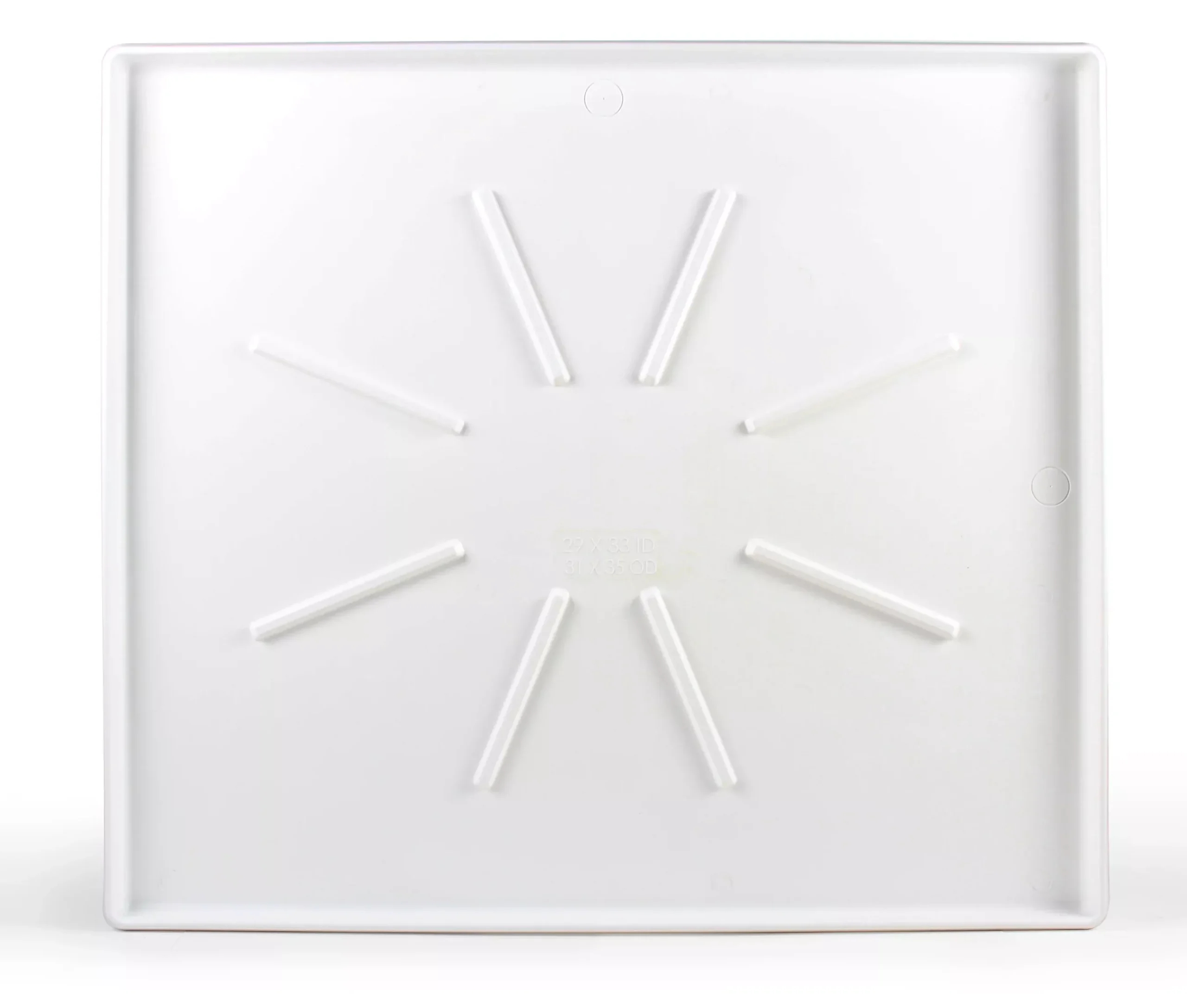 WM Drain Pan-30.5x34.5 OD LowProfile w/PVCFittingWhite (E/F)