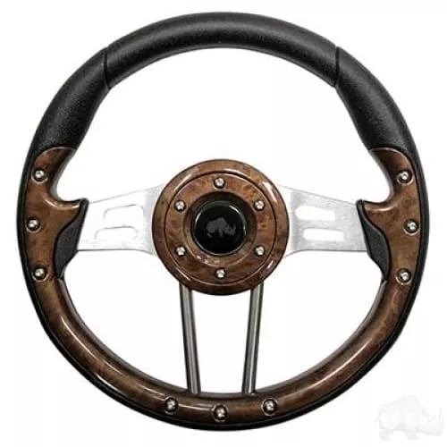 Woodgrain 13" Aviator 4 Golf Cart Steering Wheel with Adapter Hub