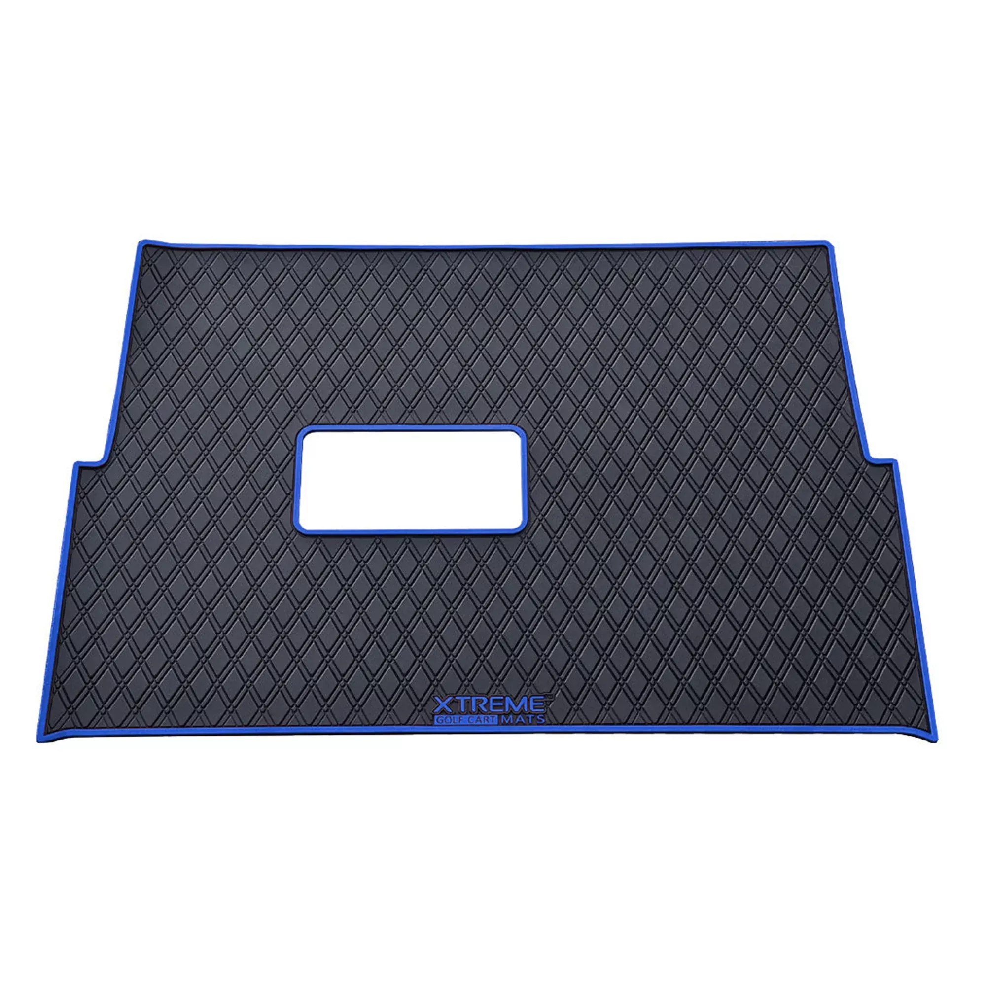 Xtreme Mats Full Coverage Golf Cart Floor Mat – Advanced EV Advent 4 | Black & Blue Trim