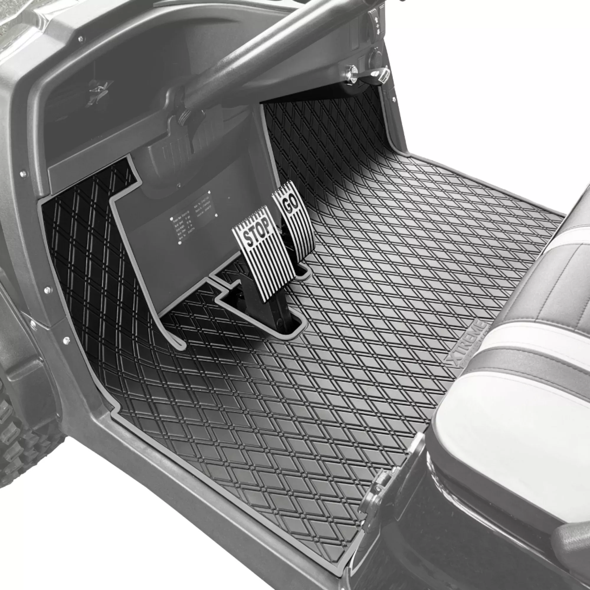 Xtreme Mats Full-Coverage Golf Cart Floor Mat | ICON i20 / i40 / i40L / Advanced EV1 – Black/Red