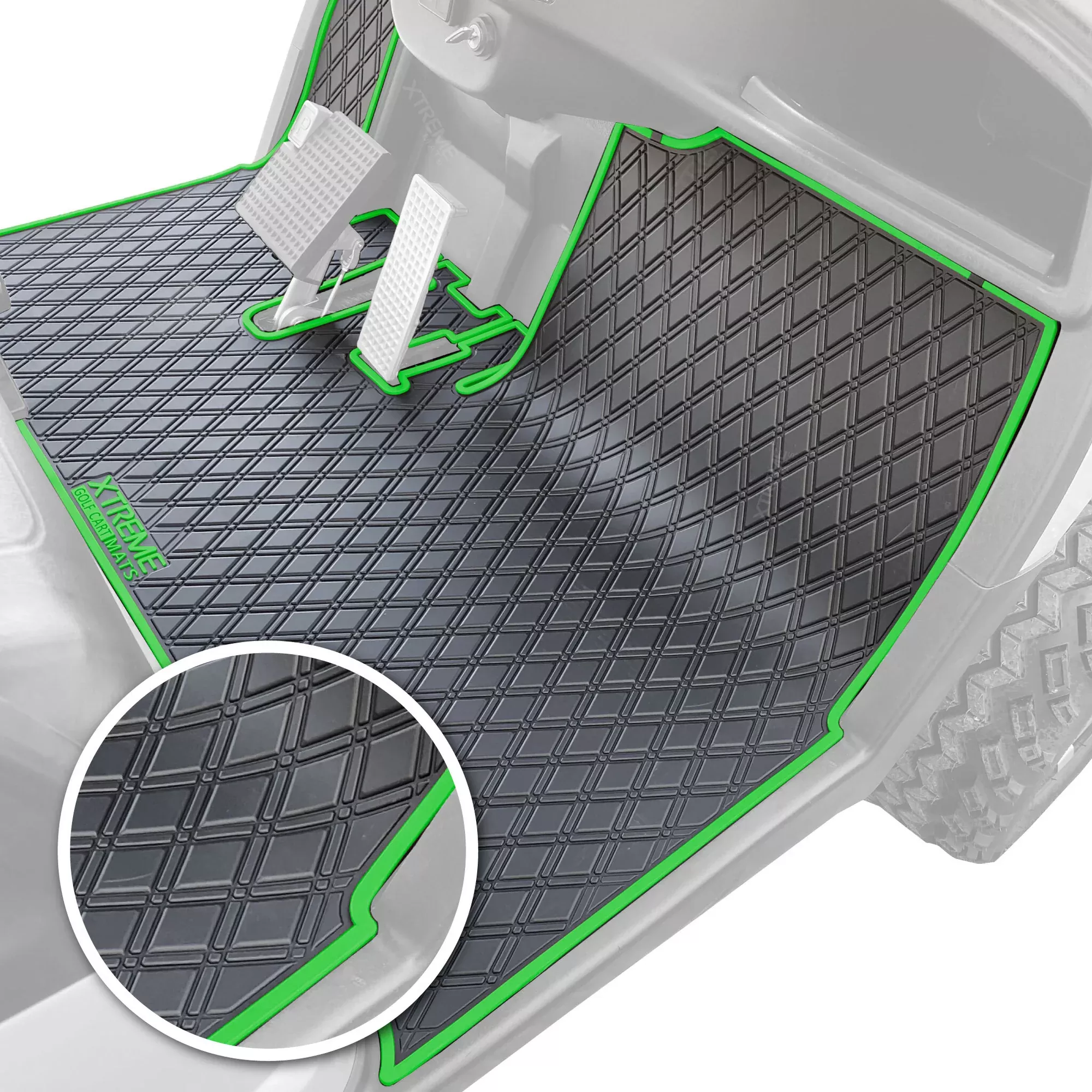 Xtreme Mats Golf Cart Floor Mat | Yamaha G29 / Drive — Black/Green