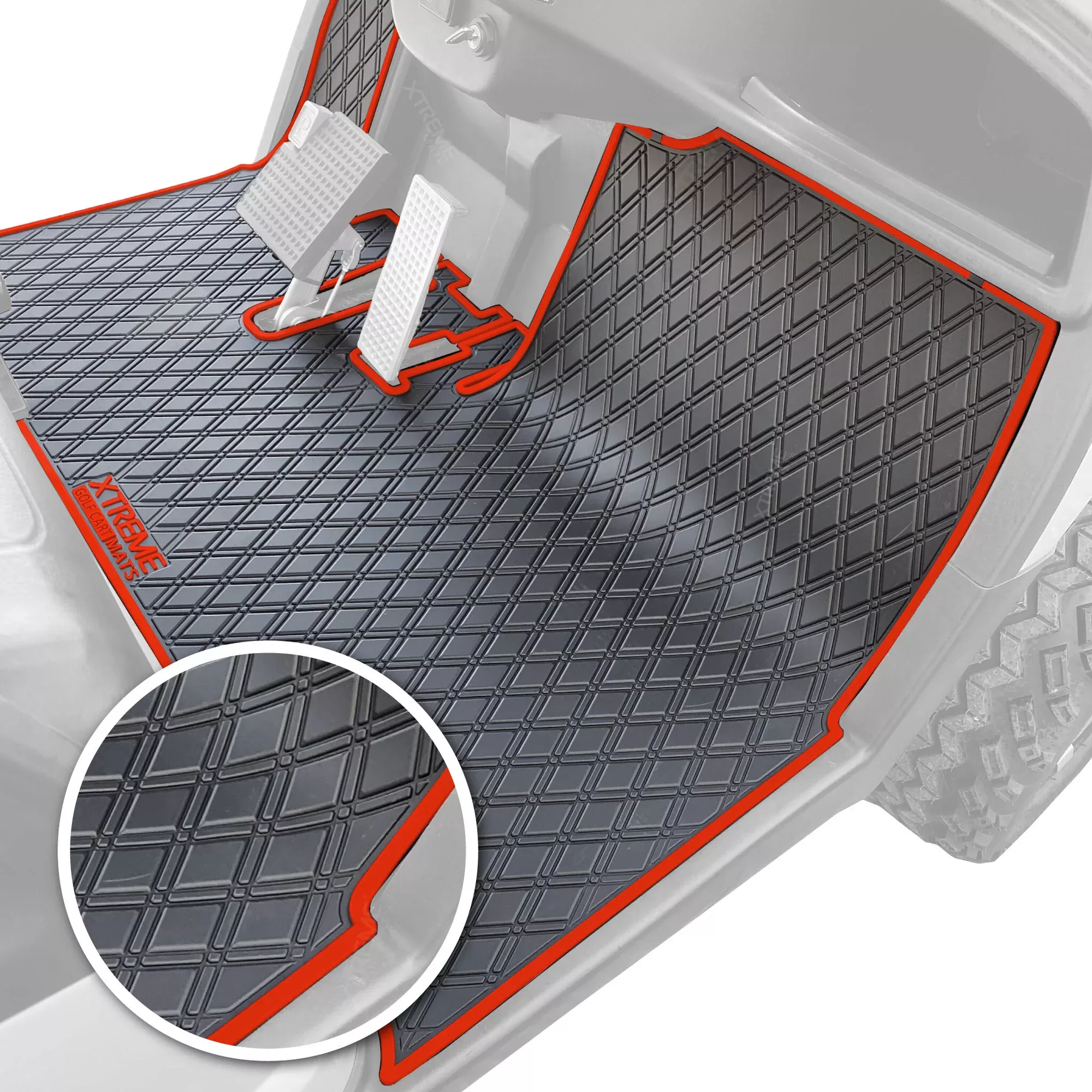 Xtreme Mats Golf Cart Floor Mat | Yamaha G29 / Drive — Black/Red