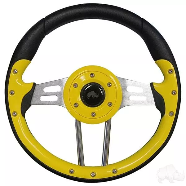 Yellow 13" Aviator 4 Golf Cart Steering Wheel with Adapter Hub